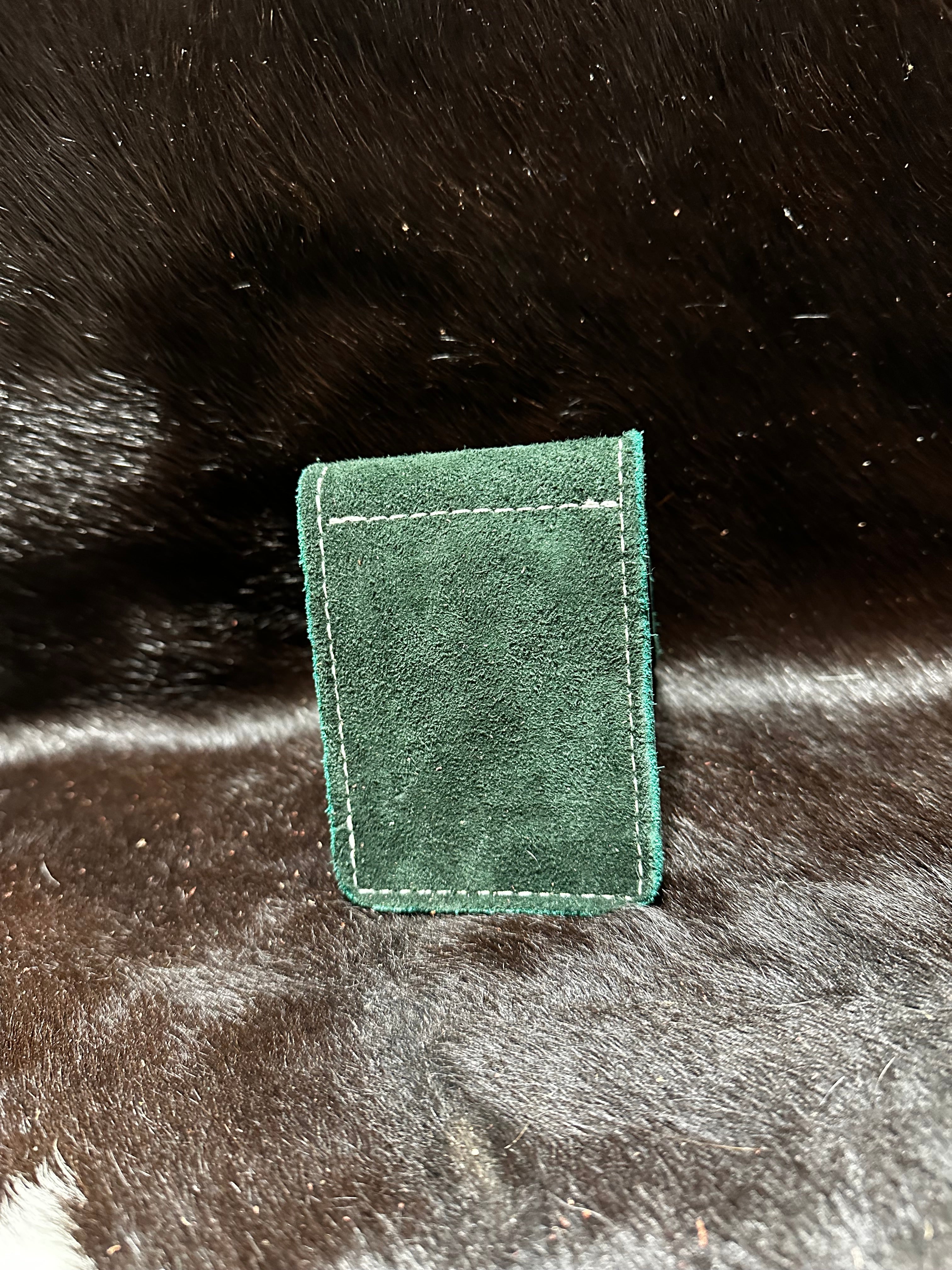 Green roughout money clip wallet