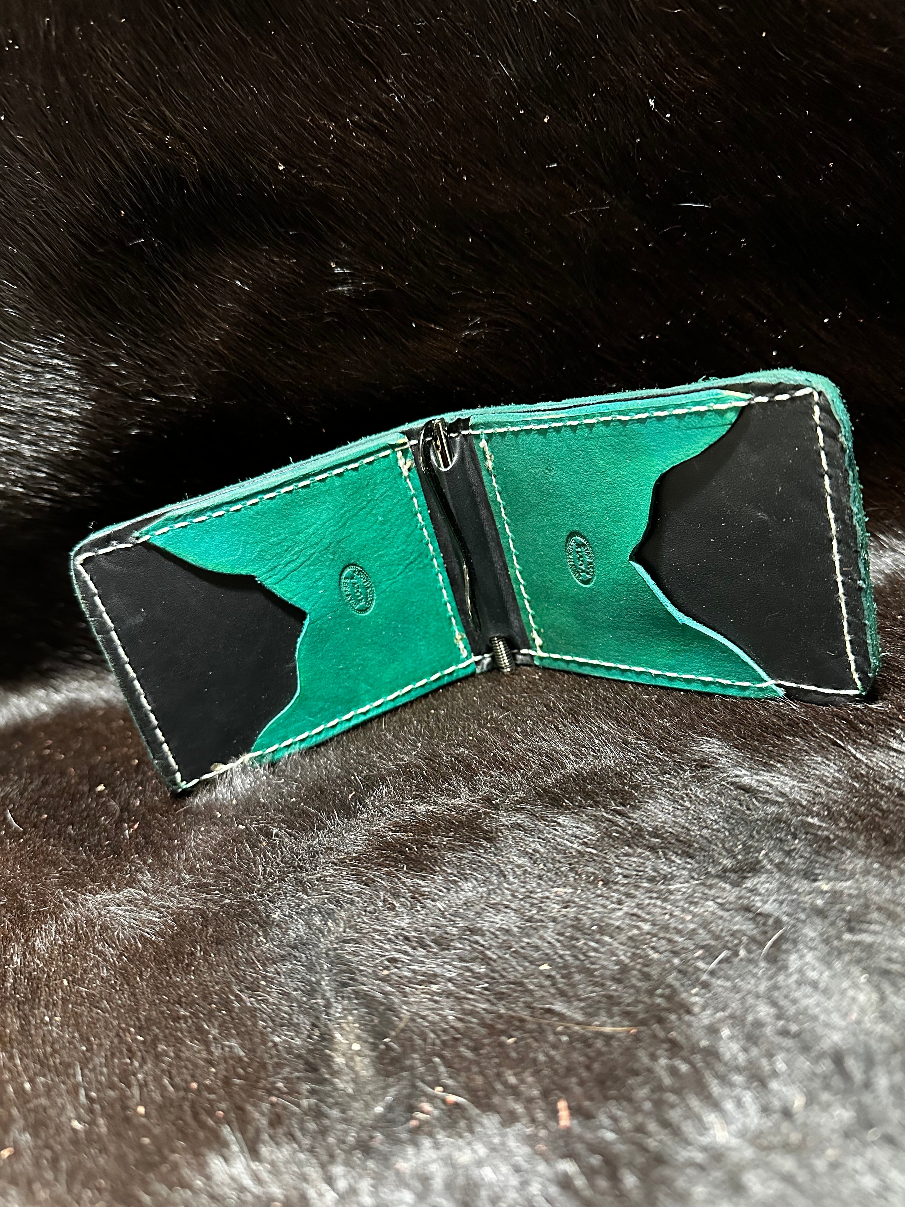 Green roughout money clip wallet