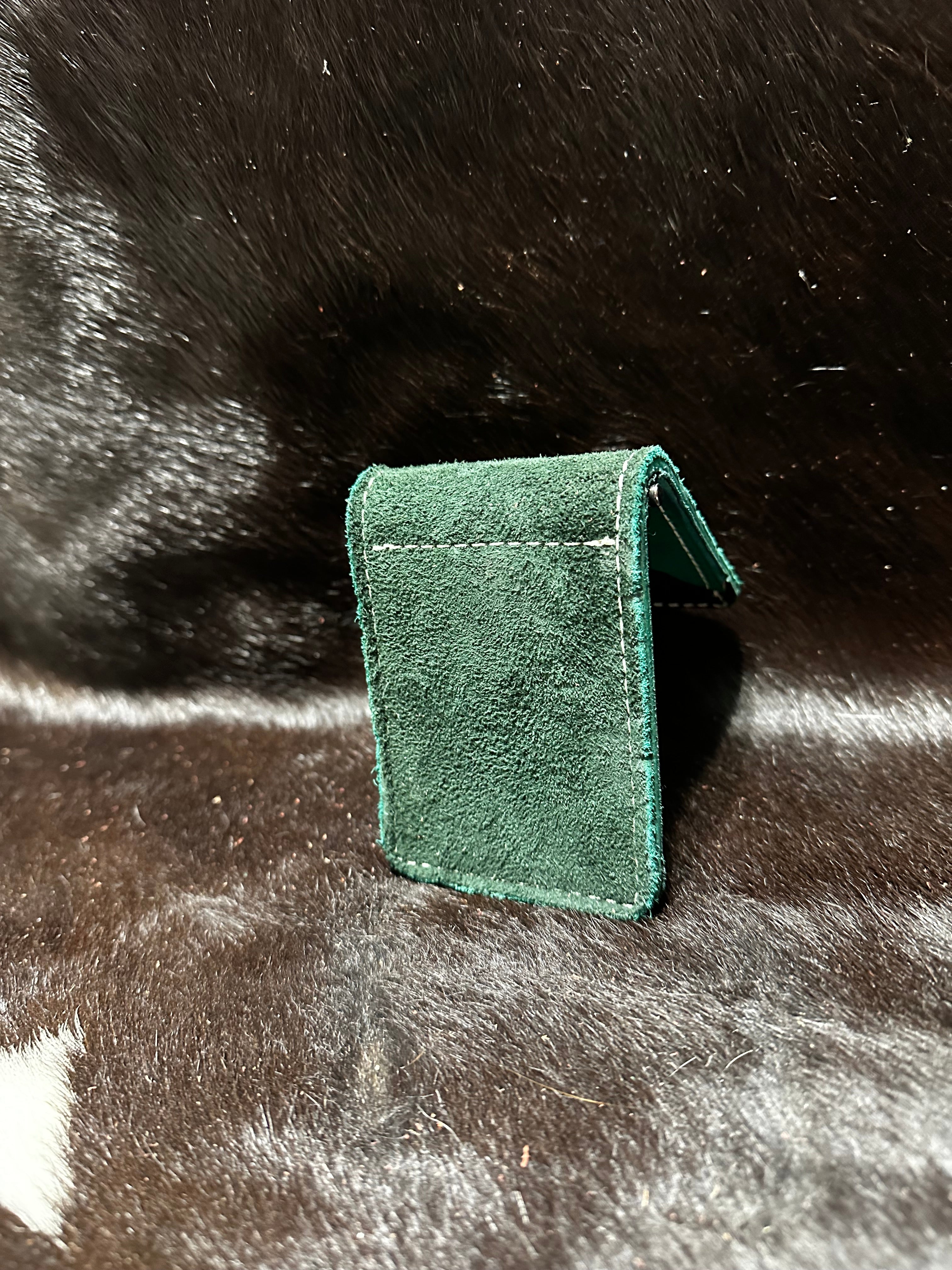 Green roughout money clip wallet