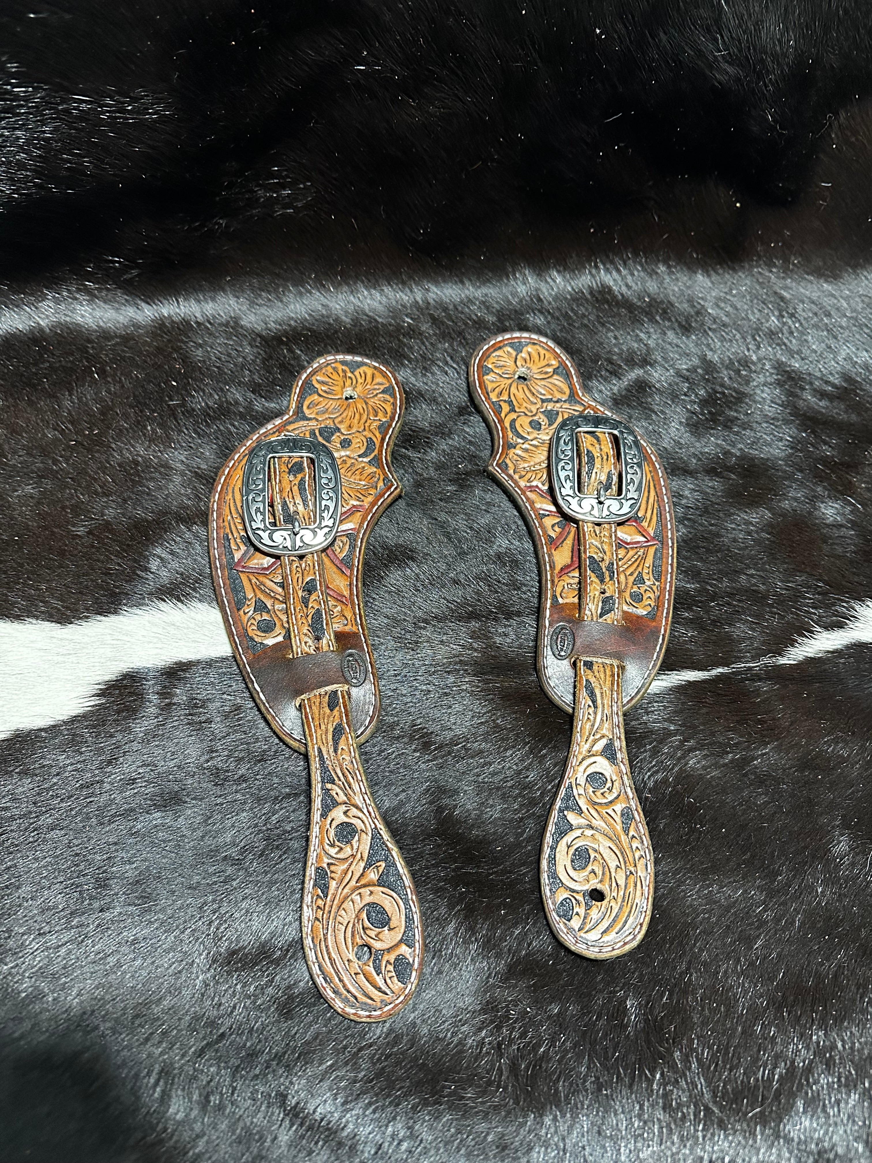 Full floral cross spur straps